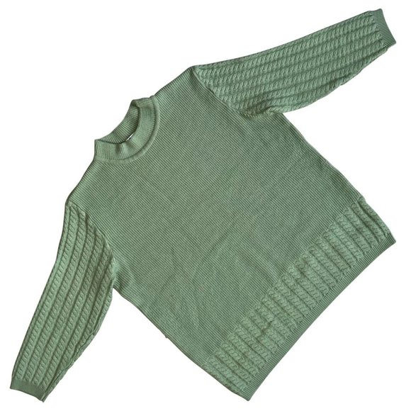 Création Atelier GP (Germany) Cable Knit Wool Pullover Green (James Galanos) : L - Picture 1 of 6